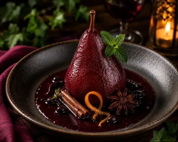 Red Wine Poached Pear